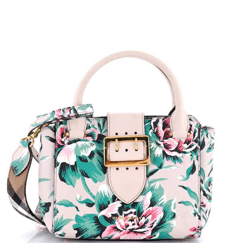 Metallic Tote Bag in Rose Gold with Chain Handles for a Glamorous Night OutBuckle Tote Printed Leather Small
