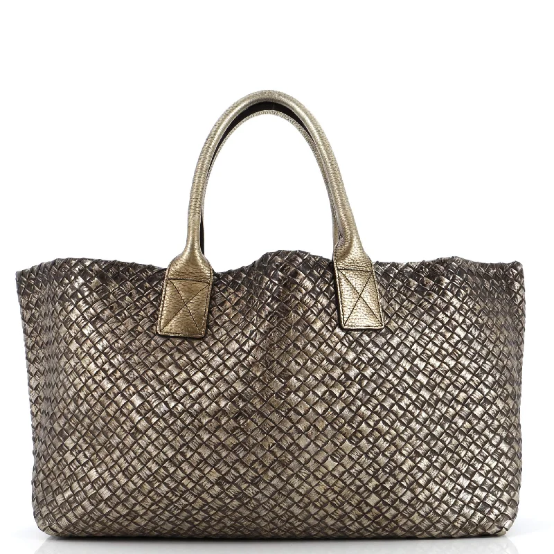 Linen Tote Bag in Natural Beige with Braided Details for a Rustic Summer EnsembleCabat Tote Intrecciato Metallic Nappa Medium Linen Tote Bag in Natural Beige with Braided Details for a Rustic Summer EnsembleCabat Tote Intrecciato Metallic Nappa Medium