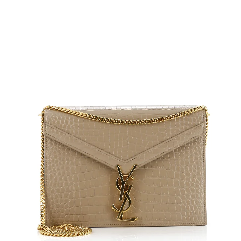 Women's Shoulder Bag with Adjustable Strap in Pink for ComfortCassandra Chain Shoulder Bag Crocodile Embossed Leather Small