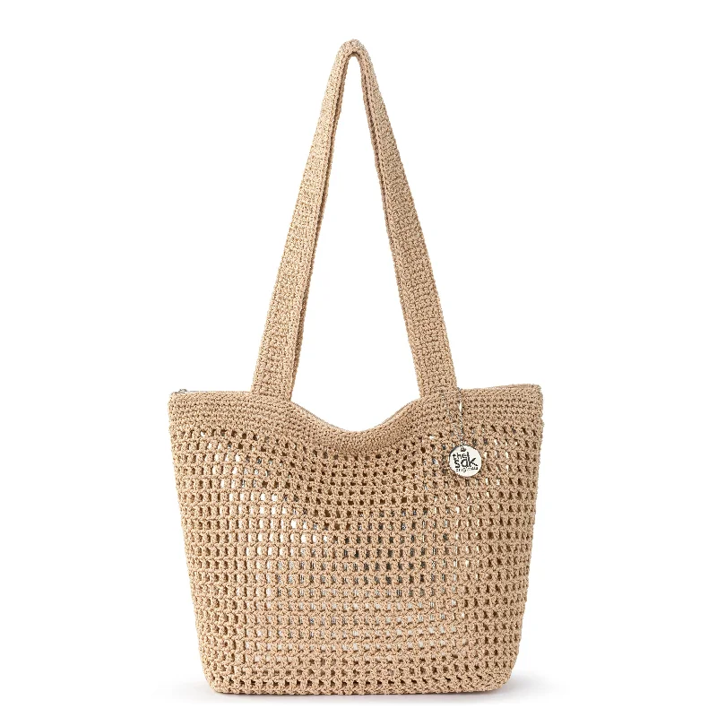 Geometric - Printed Tote Bag in Multicolor for a Contemporary and Trendy OutfitOversized Jute Tote Bag in Natural Color with Rope Handles for a Beach VacationCasual Classics Tote