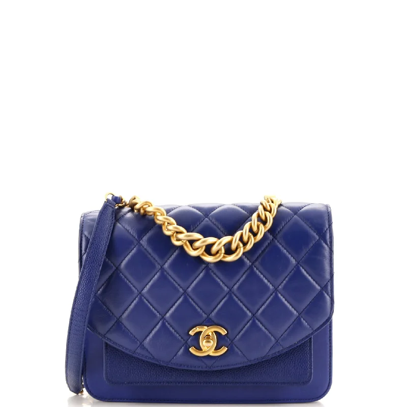 Chain Handle Flap Bag Quilted Calfskin with Caviar Small