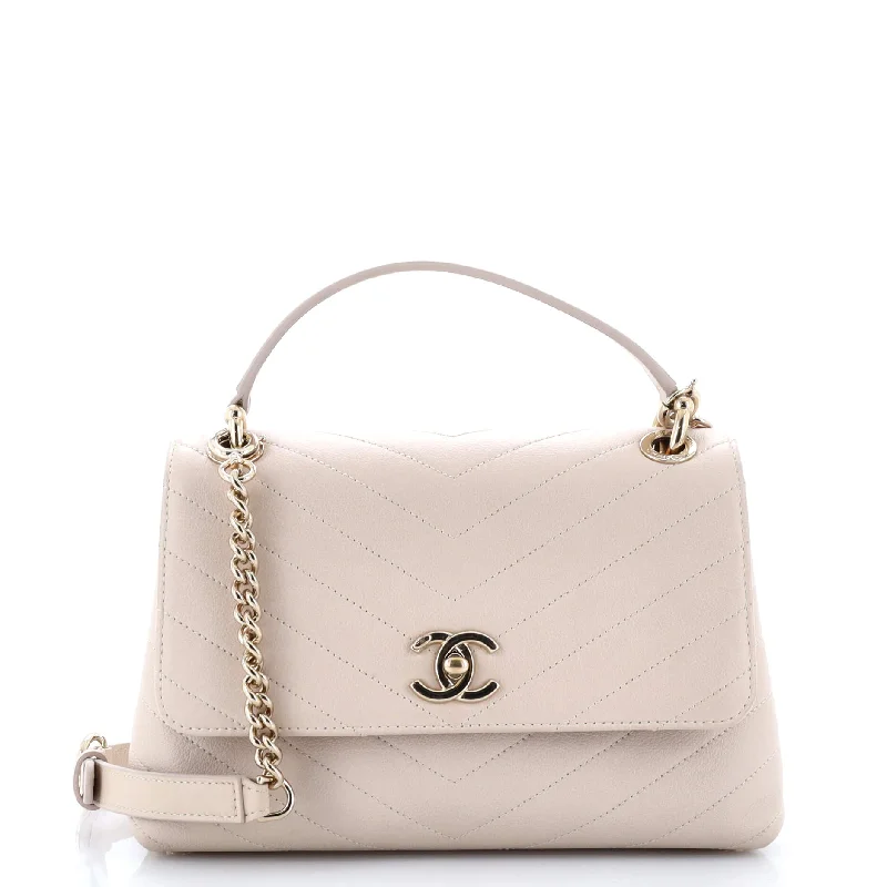 Chevron Chic Top Handle Bag Chevron Calfskin Small