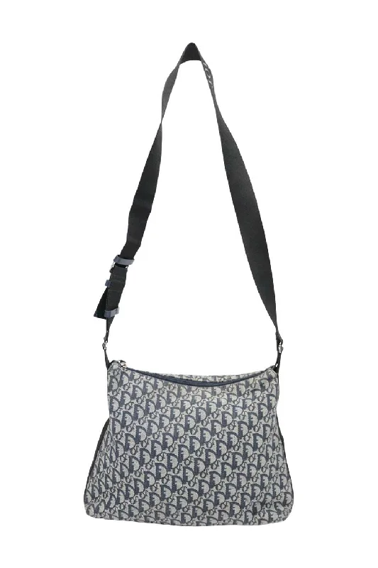 Leather - Trimmed Denim Crossbody Bag in Blue for a Vintage - Inspired Look[WB4263] Christian Dior | Cross-Body Bag