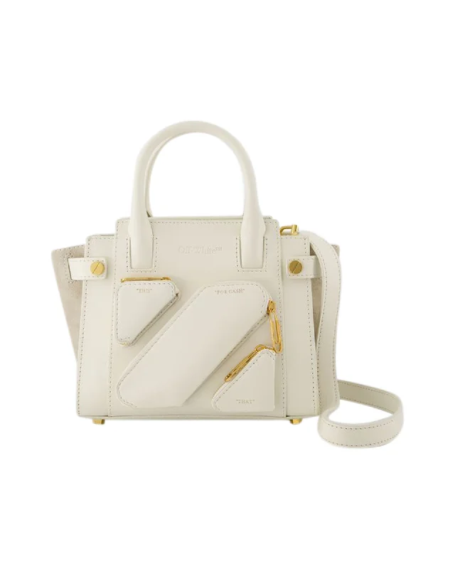 Faux Fur - Trimmed Tote Bag in White for a Cozy Winter LookLinen Tote Bag in Natural Beige with Braided Details for a Rustic Summer EnsembleCity Tote S Tote Bag - Off White - White  - Leather