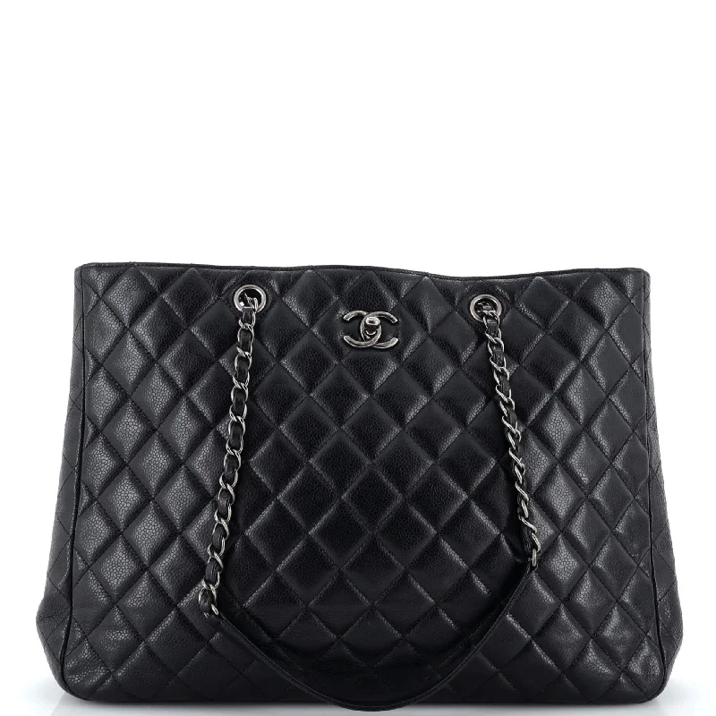 Women's Tote Bag with Inner Compartments in Gray for Organizing Everyday EssentialsClassic CC Shopping Tote Quilted Caviar Large Women's Tote Bag with Inner Compartments in Gray for Organizing Everyday EssentialsClassic CC Shopping Tote Quilted Caviar Large