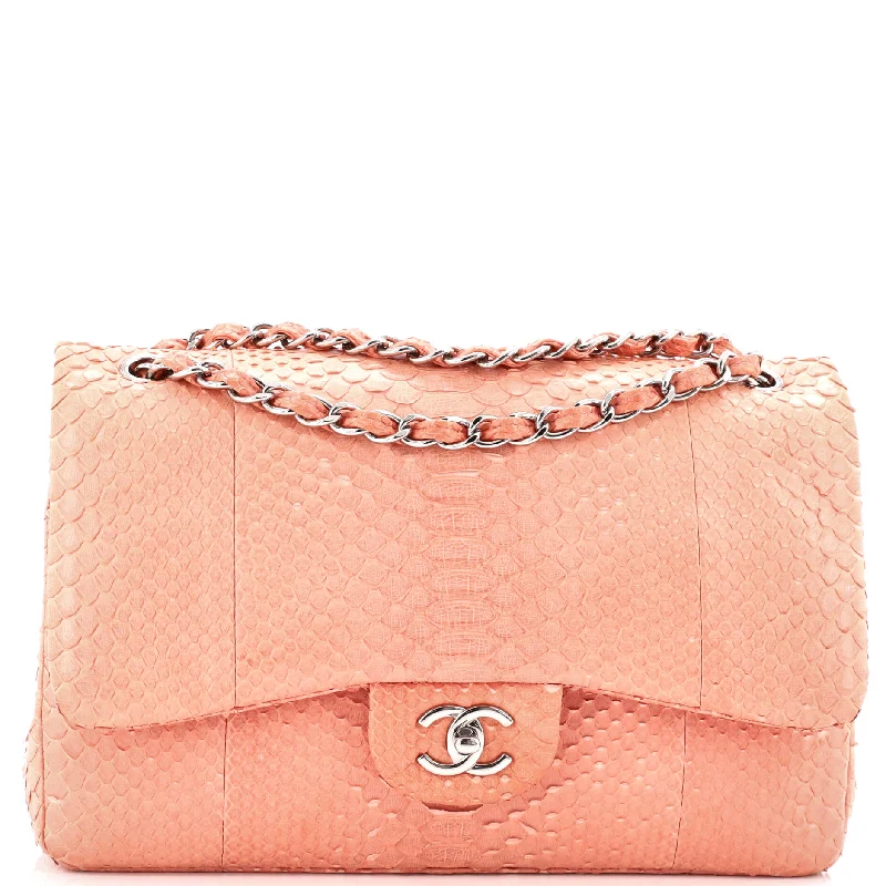 Women's Tote Bag with Detachable Pouch in Purple for Added ConvenienceClassic Double Flap Bag Python Jumbo Women's Tote Bag with Detachable Pouch in Purple for Added ConvenienceClassic Double Flap Bag Python Jumbo