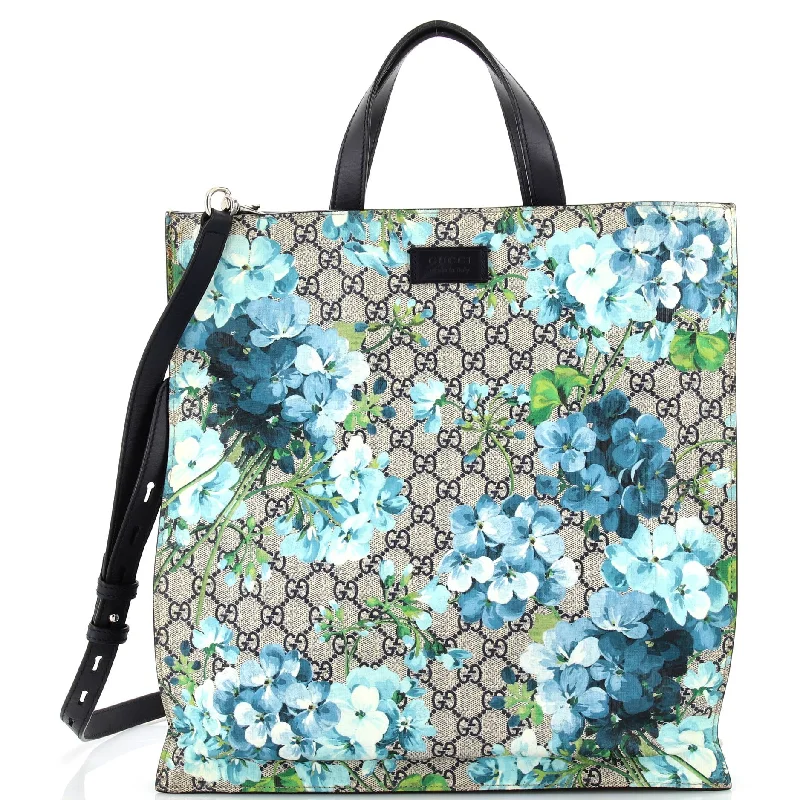 Patchwork Tote Bag in Denim with Vintage - Inspired Designs for a Retro AppealConvertible Soft Open Tote Blooms Print GG Coated Canvas Tall Patchwork Tote Bag in Denim with Vintage - Inspired Designs for a Retro AppealConvertible Soft Open Tote Blooms Print GG Coated Canvas Tall