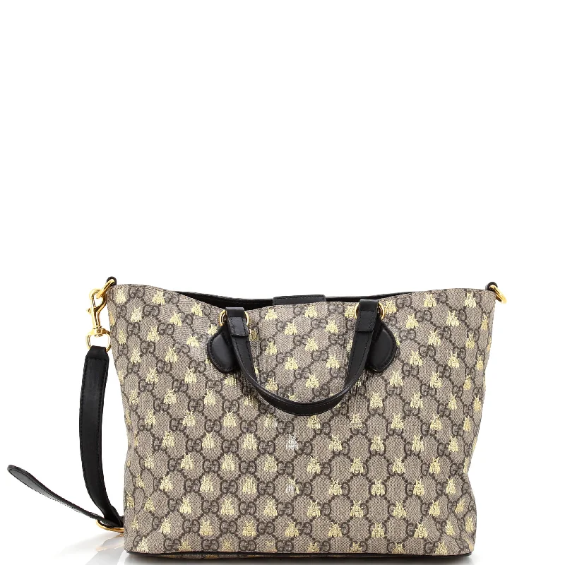 Large Capacity Genuine Leather Women's Tote Bag in Black for Work and CommutingConvertible Soft Tote Printed GG Coated Canvas Small