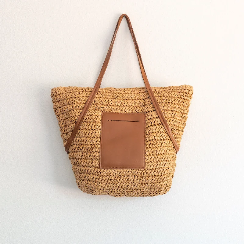 Patchwork Tote Bag in Denim with Vintage - Inspired Designs for a Retro AppealElena Handbags Women's Large Woven Summer Straw Tote with Leather Straps Patchwork Tote Bag in Denim with Vintage - Inspired Designs for a Retro AppealElena Handbags Women's Large Woven Summer Straw Tote with Leather Straps