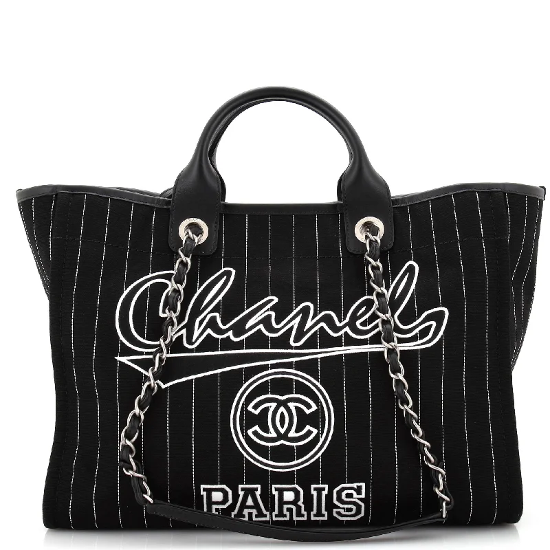 Tote Bag with Adjustable Shoulder Strap in Olive Green for Comfortable CarryingDeauville Tote Pinstripe Cotton Medium