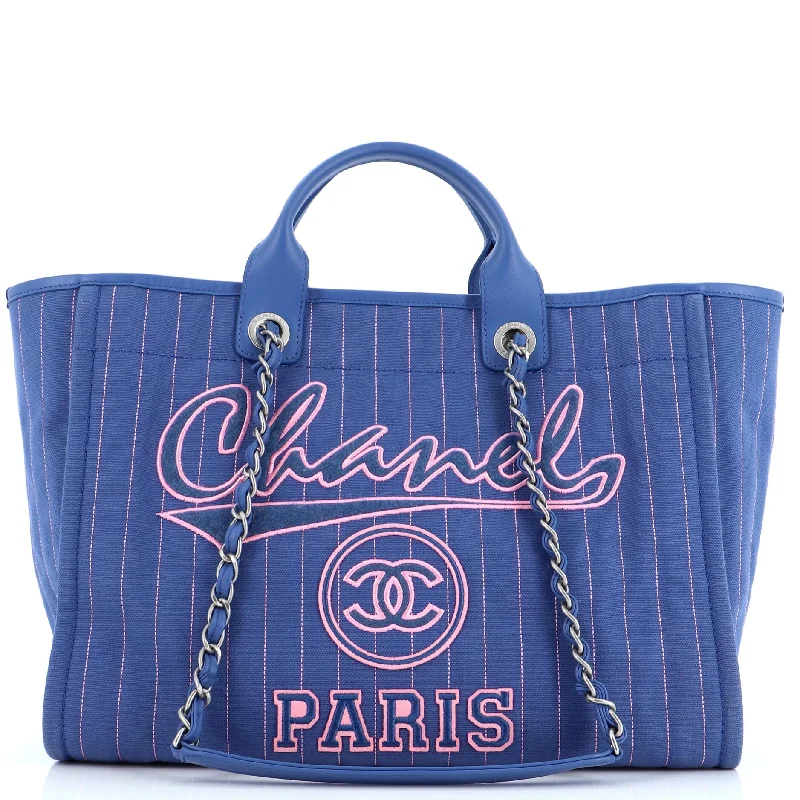 Women's Tote Bag with Zipper Closure in Red for Secure StorageDeauville Tote Pinstripe Cotton Medium