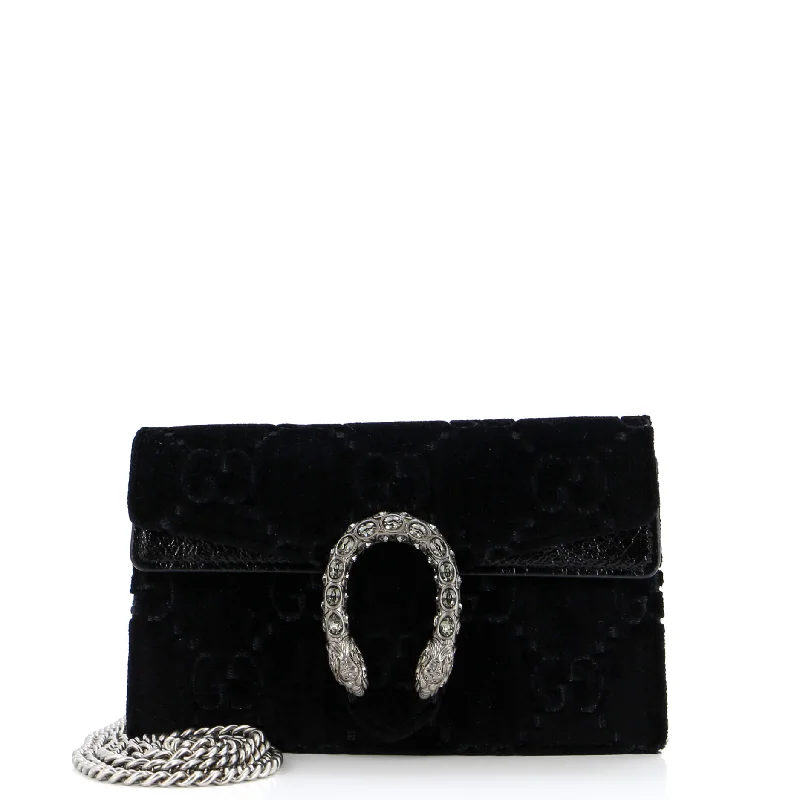Women's Shoulder Bag with Floral Embroidery in Purple for Spring WalksVegan Leather Shoulder Bag in Gray for Ethical Fashion LoversDionysus Bag GG Velvet Super Mini