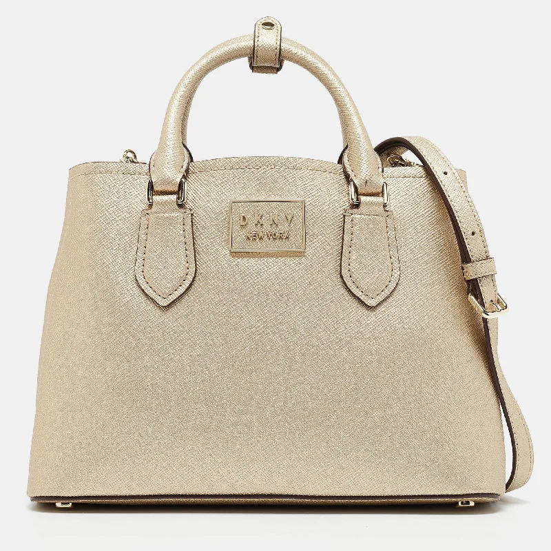 Metallic Tote Bag in Rose Gold with Chain Handles for a Glamorous Night OutTote Bag with RFID - Blocking Pocket in Black for Protecting Your Cards and InformationDkny Gold Leather Medium Bianca Tote