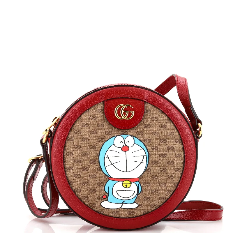 Metallic Shoulder Bag in Gold for Special OccasionsDoraemon Round Shoulder Bag Printed Mini GG Coated Canvas Metallic Shoulder Bag in Gold for Special OccasionsDoraemon Round Shoulder Bag Printed Mini GG Coated Canvas