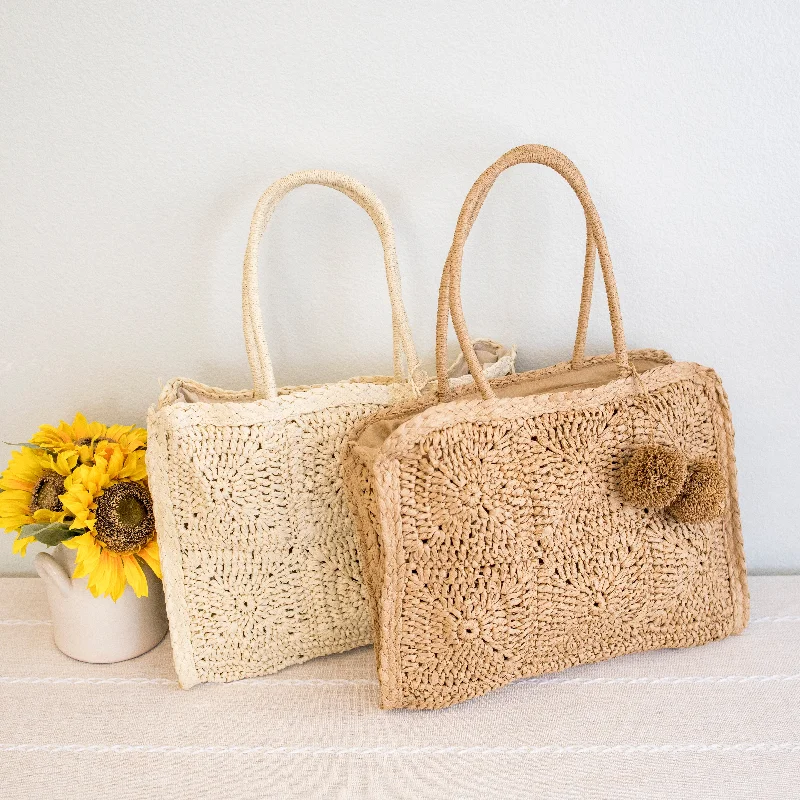 Linen Tote Bag in Natural Beige with Braided Details for a Rustic Summer EnsembleElena Handbags Large Straw Summer Tote