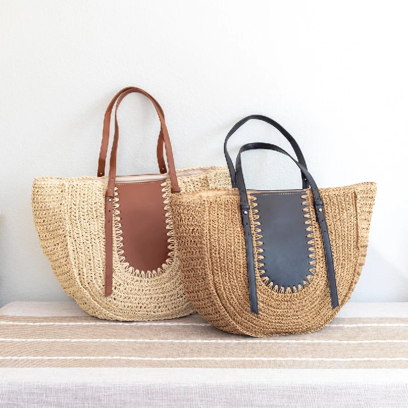 Women's Tote Bag with Detachable Pouch in Purple for Added ConvenienceElena Handbags Large Straw Woven Round Tote with Brown Leather Accents - Perfect Beach Bag or Summer Handbag Women's Tote Bag with Detachable Pouch in Purple for Added ConvenienceElena Handbags Large Straw Woven Round Tote with Brown Leather Accents - Perfect Beach Bag or Summer Handbag