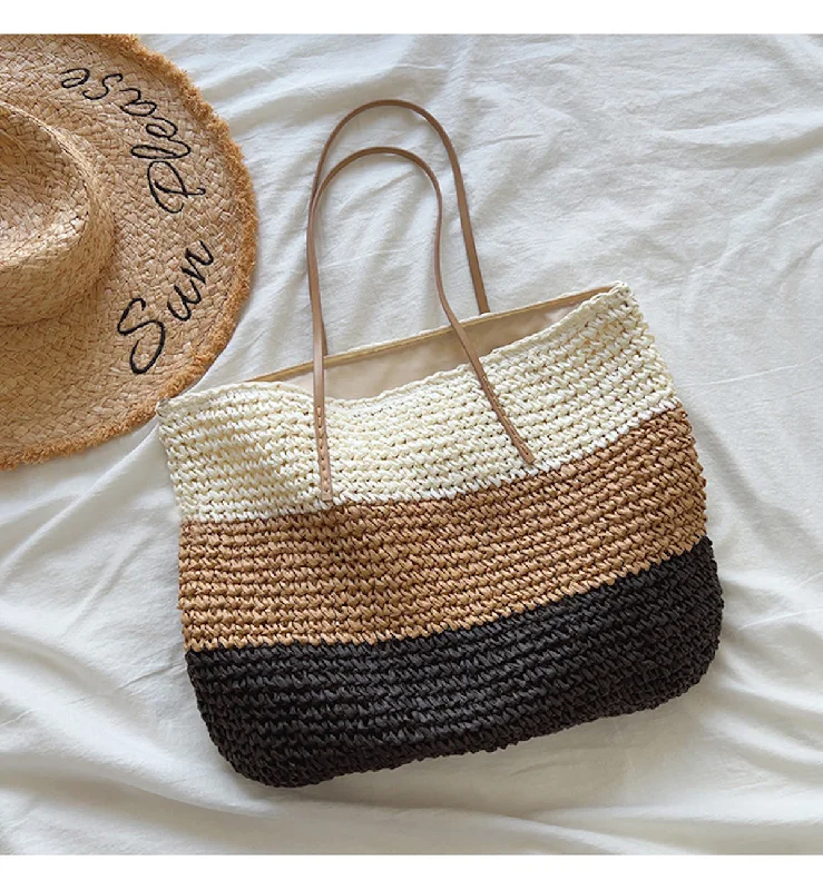 Tote Bag with Adjustable Shoulder Strap in Olive Green for Comfortable CarryingElena Handbags Large Straw Woven Summer Tote