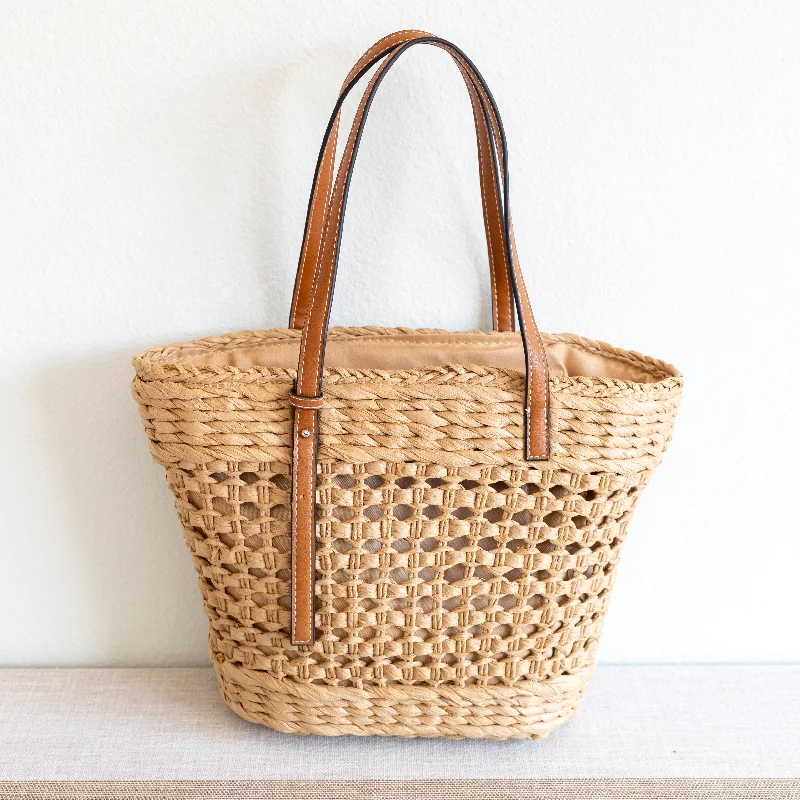 Waterproof Tote Bag in Yellow for Outdoor Activities in Wet WeatherElena Handbags Straw Basket Tote Bag