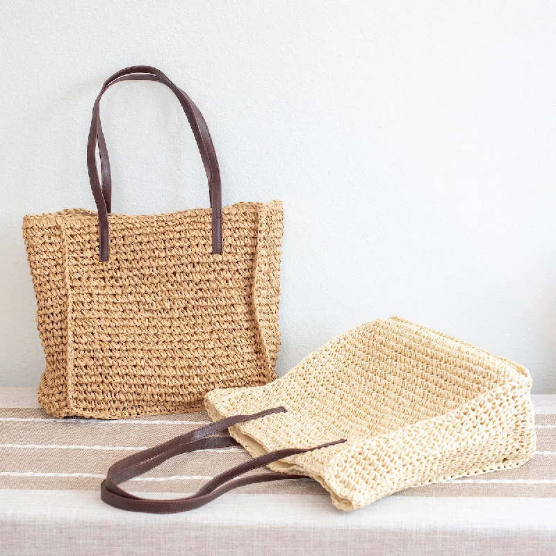 Faux Fur - Trimmed Tote Bag in White for a Cozy Winter LookElena Handbags Straw Woven Square Tote