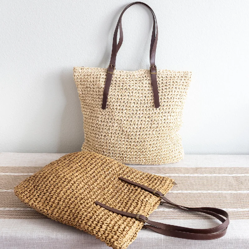 Tote Bag with RFID - Blocking Pocket in Black for Protecting Your Cards and InformationElena Handbags Straw Woven Tote Bag with Leather Strap