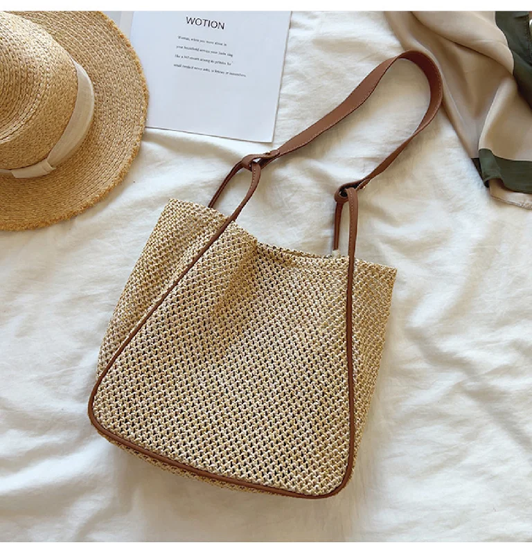 Women's Tote Bag with Magnetic Closure in Orange for Easy Access on the GoElena Handbags Straw Woven Work Tote