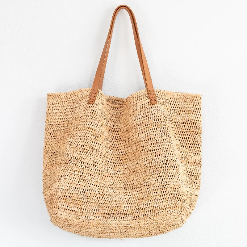 Tote Bag with RFID - Blocking Pocket in Black for Protecting Your Cards and InformationElena Handbags Women's Large Soft Raffia Woven Summer Straw Tote with Genuine Leather Straps
