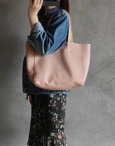 Women's Tote Bag with Detachable Pouch in Purple for Added ConvenienceMedium - Sized Canvas Tote Bag in Navy Blue with Striped Pattern for a Nautical - Inspired LookFashion Womens Pink Leather Oversize Tote Bag Pink Shoulder Tote Bag Pink Handbag Tote For Women