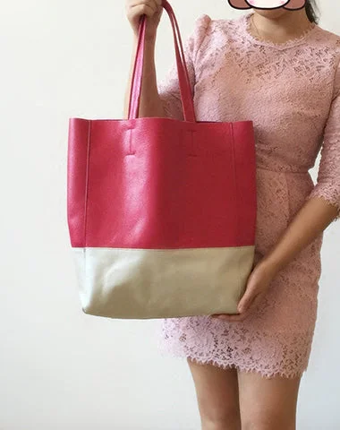 Geometric - Printed Tote Bag in Multicolor for a Contemporary and Trendy OutfitLinen Tote Bag in Natural Beige with Braided Details for a Rustic Summer EnsembleFashion Womens Rose Red White Leather Vertical Tote Bags Rose Red White Shoulder Tote Bag Handbag Tote For Women
