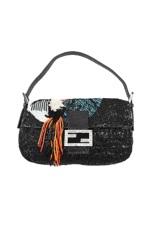 Women's Shoulder Bag with Floral Embroidery in Purple for Spring Walks[WB4339] Fendi | Shoulder Bag