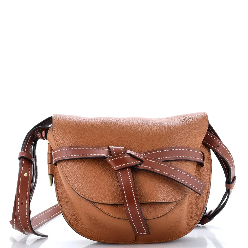 Embroidered Denim Shoulder Bag in Blue for a Vintage VibeGate Shoulder Bag Leather Small