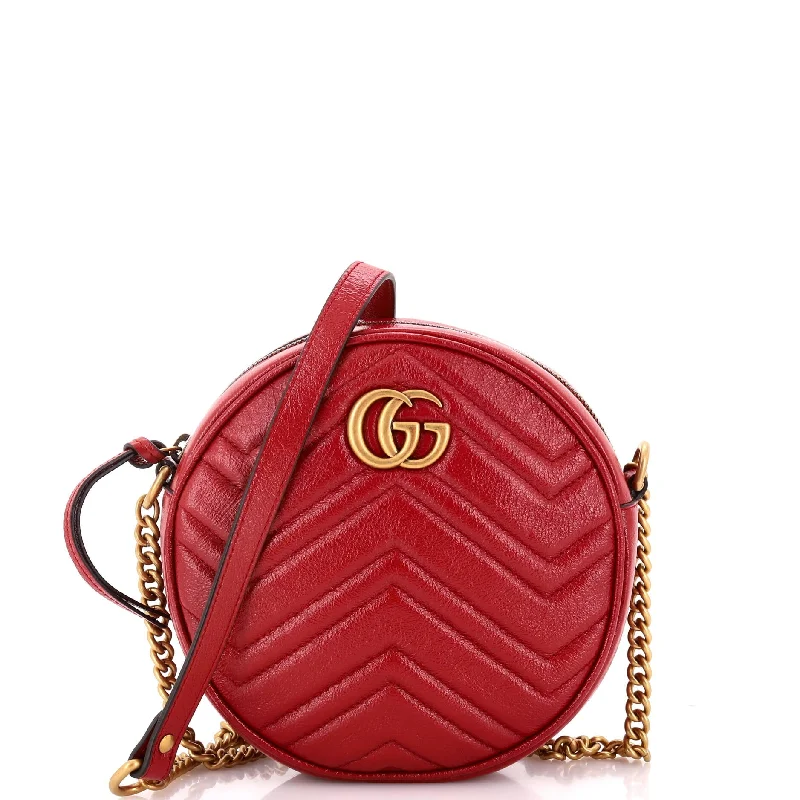 Women's Shoulder Bag with Floral Embroidery in Purple for Spring WalksGG Marmont Round Shoulder Bag Matelasse Leather Mini Women's Shoulder Bag with Floral Embroidery in Purple for Spring WalksGG Marmont Round Shoulder Bag Matelasse Leather Mini