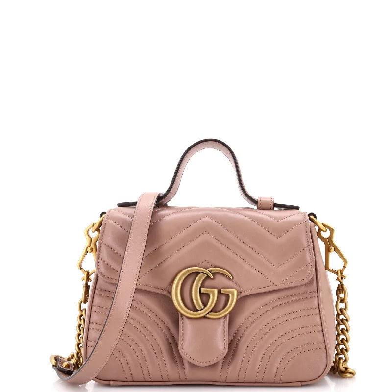 GG Marmont Top Handle Flap Bag Matelasse Leather Mini