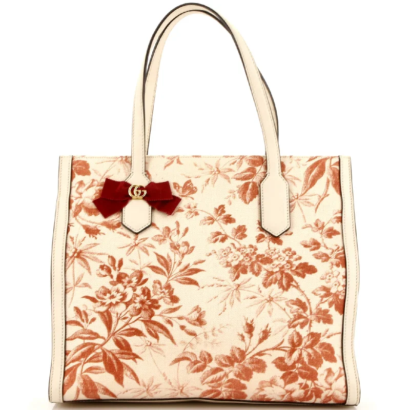 Women's Printed Tote Bag in Floral Patterns for a Spring - Themed Shopping TripGG Ribbon Tote Coated Printed Canvas Medium Women's Printed Tote Bag in Floral Patterns for a Spring - Themed Shopping TripGG Ribbon Tote Coated Printed Canvas Medium