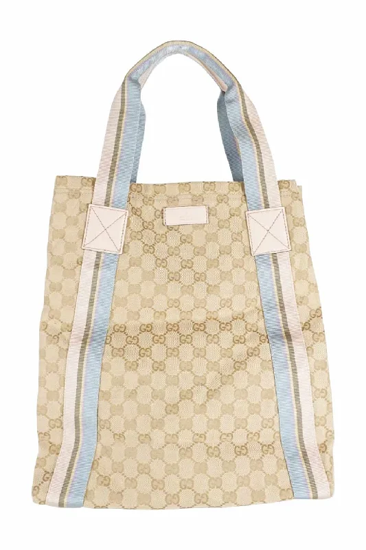 Women's Canvas Shoulder Bag in Navy with Striped Pattern for Beach Trips[WB3824] Gucci | Shoulder Bag