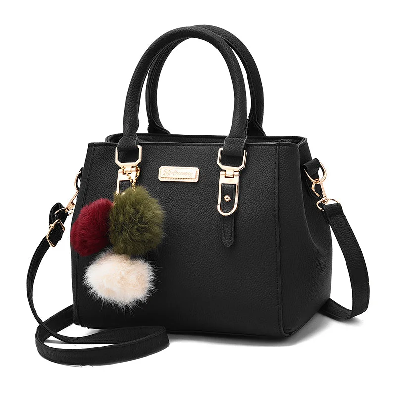 Women's Tote Bag with Detachable Pouch in Purple for Added ConvenienceHairball Ornaments Totes Solid Sequined Handbag