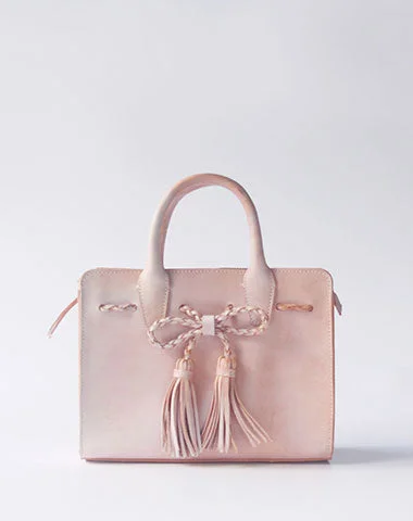 Suede Shoulder Bag in Pink with Tassel Accents for Casual OutingsSuede Shoulder Bag in Pink with Tassel Accents for Casual OutingsHandmade leather cute handbag purse bag shoulder bag cossbody bag purse women