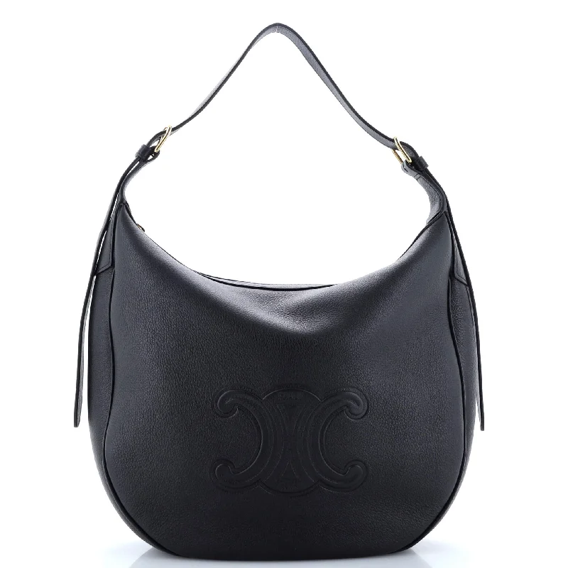 Leather Shoulder Bag with Magnetic Closure in Black for Quick AccessHeloise Shoulder Bag Triomphe Embossed Leather Leather Shoulder Bag with Magnetic Closure in Black for Quick AccessHeloise Shoulder Bag Triomphe Embossed Leather