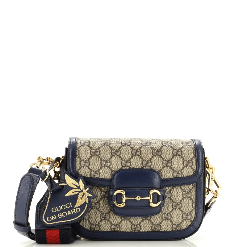 Women's Shoulder Bag with Faux Fur Strap in White for Winter StyleHorsebit 1955 Shoulder Bag GG Coated Canvas Mini