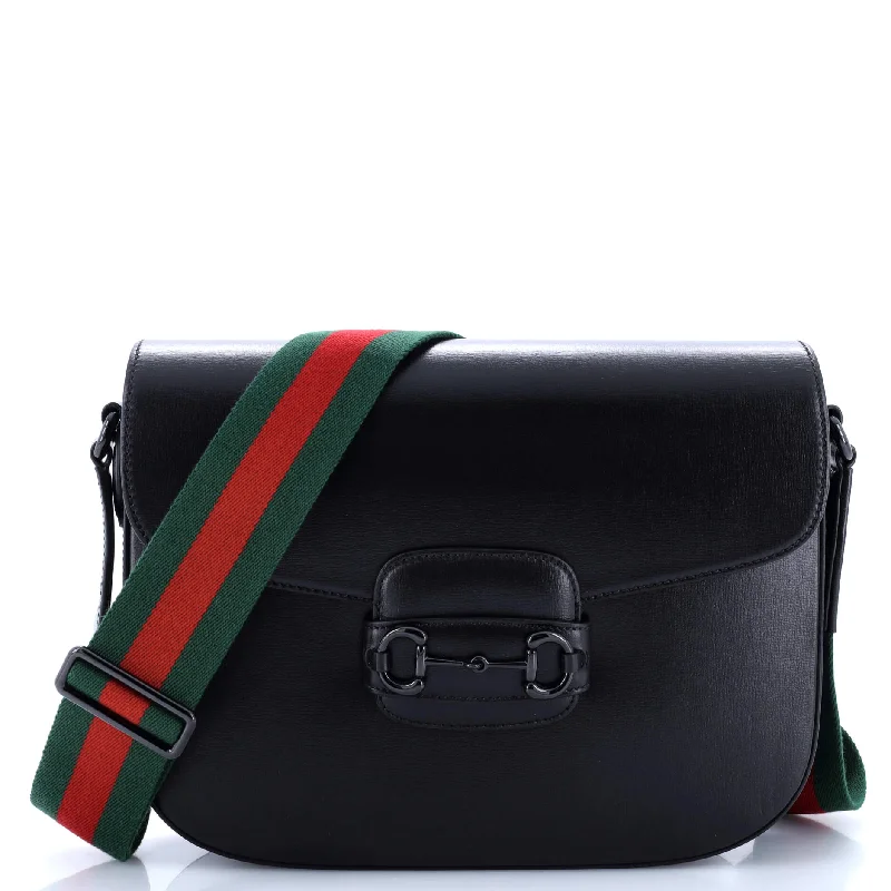 Crossbody Shoulder Bag in Black Leather with Gold Hardware for Night OutsHorsebit 1955 Shoulder Bag Leather Large