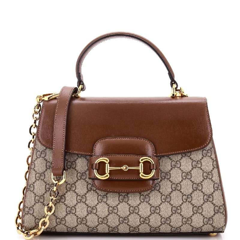 Horsebit 1955 Top Handle Flap Bag GG Coated Canvas and Leather Medium