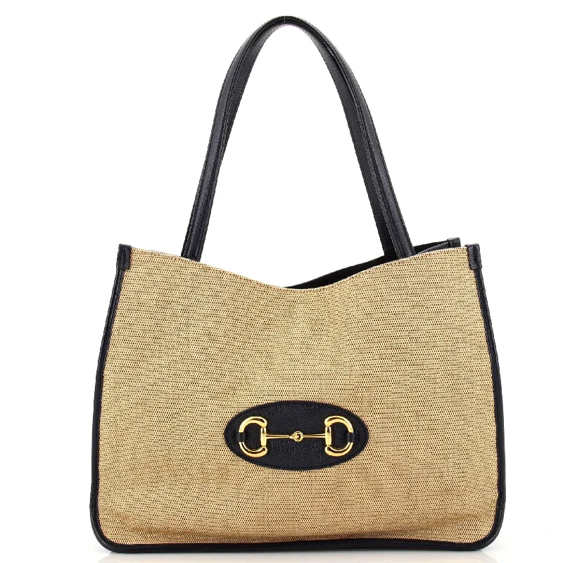 Medium - Sized Canvas Tote Bag in Navy Blue with Striped Pattern for a Nautical - Inspired LookHorsebit 1955 Tote Canvas and Leather Medium