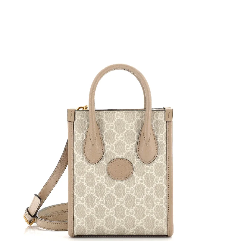 Women's Printed Tote Bag in Floral Patterns for a Spring - Themed Shopping TripInterlocking G Patch Tote GG Coated Canvas Mini Women's Printed Tote Bag in Floral Patterns for a Spring - Themed Shopping TripInterlocking G Patch Tote GG Coated Canvas Mini
