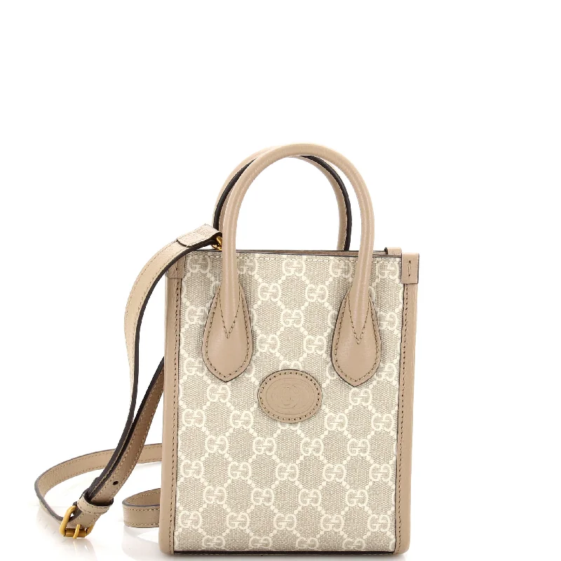 Metallic Tote Bag in Rose Gold with Chain Handles for a Glamorous Night OutInterlocking G Patch Tote GG Coated Canvas Mini Metallic Tote Bag in Rose Gold with Chain Handles for a Glamorous Night OutInterlocking G Patch Tote GG Coated Canvas Mini