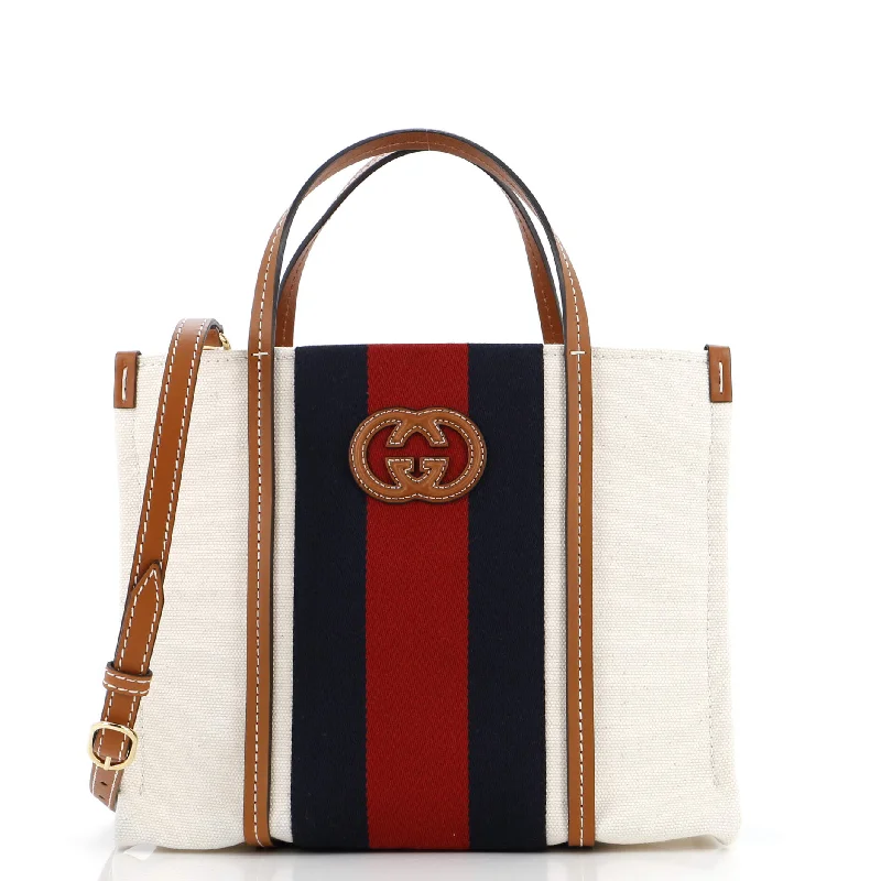 Geometric - Printed Tote Bag in Multicolor for a Contemporary and Trendy OutfitInterlocking G Web Tote Canvas Small