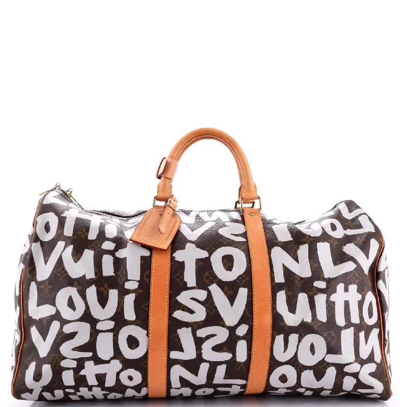 Tote Bag with RFID - Blocking Pocket in Black for Protecting Your Cards and InformationKeepall Bag Limited Edition Monogram Graffiti 50