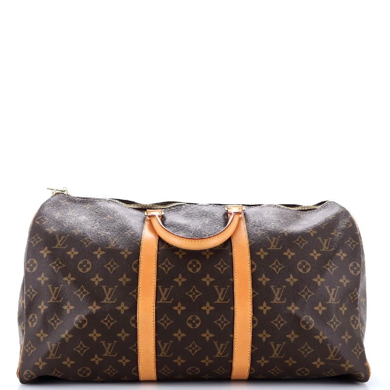 Monogrammed Tote Bag in Brown Leather with Personalized Initials for a Custom and Elegant TouchKeepall Bag Monogram Canvas 50