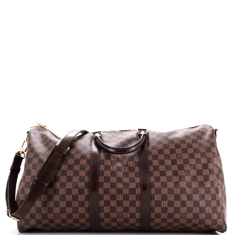 Medium - Sized Canvas Tote Bag in Navy Blue with Striped Pattern for a Nautical - Inspired LookKeepall Bandouliere Bag Damier 55