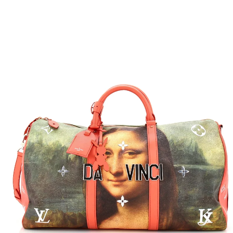 Faux Fur - Trimmed Tote Bag in White for a Cozy Winter LookKeepall Bandouliere Bag Limited Edition Jeff Koons Da Vinci Print Canvas 50 Faux Fur - Trimmed Tote Bag in White for a Cozy Winter LookKeepall Bandouliere Bag Limited Edition Jeff Koons Da Vinci Print Canvas 50