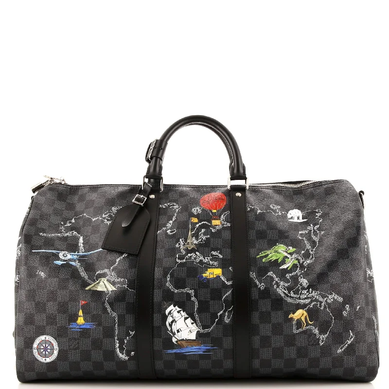 Patchwork Tote Bag in Denim with Vintage - Inspired Designs for a Retro AppealKeepall Bandouliere Bag Limited Edition Renaissance Map Damier Graphite 50 Patchwork Tote Bag in Denim with Vintage - Inspired Designs for a Retro AppealKeepall Bandouliere Bag Limited Edition Renaissance Map Damier Graphite 50
