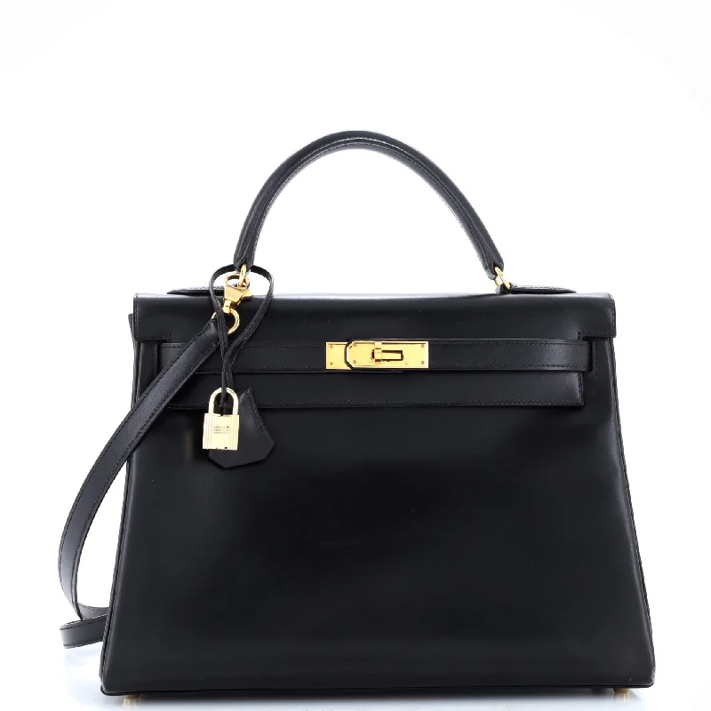 Kelly Handbag Gold Box Calf with Gold Hardware 32